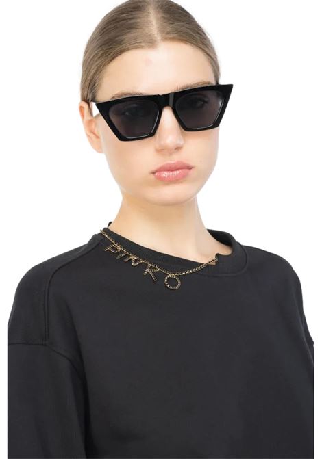 SWEATSHIRT WITH RHINESTONE NECKLACE PINKO | sweaters | 102294 A1CPZ99